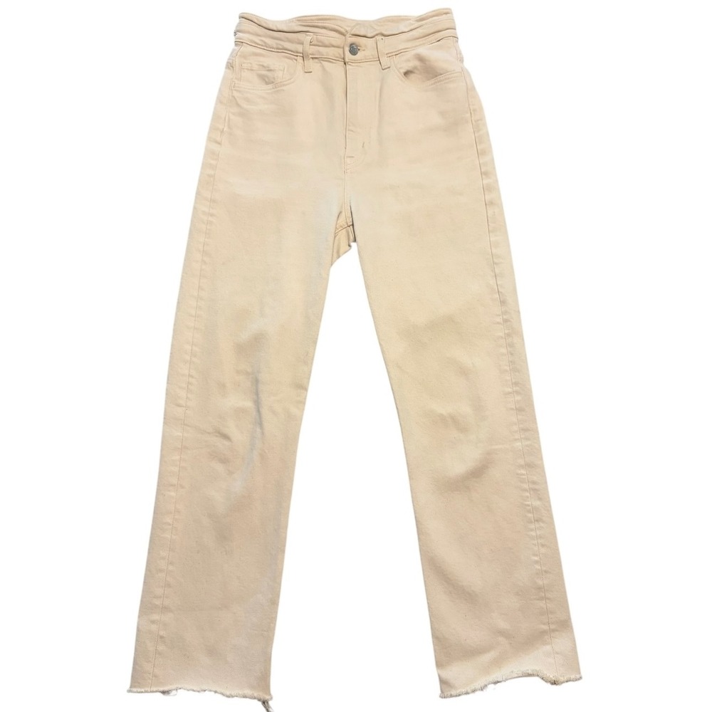 & Other Stories Los Angeles Atelier Cream Raw Hem Straight Leg Jeans EUR 38
